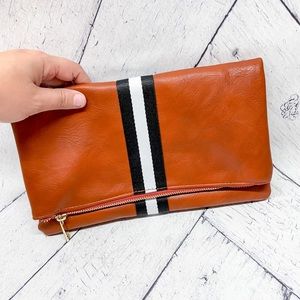 Preppy foldover striped clutch